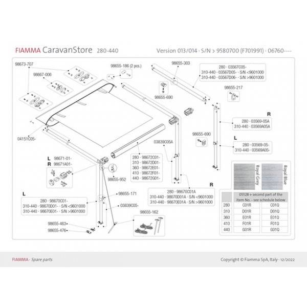 FIAMMA Stützfuß Rafter zu Caravanstore ZIP 310/440 2014