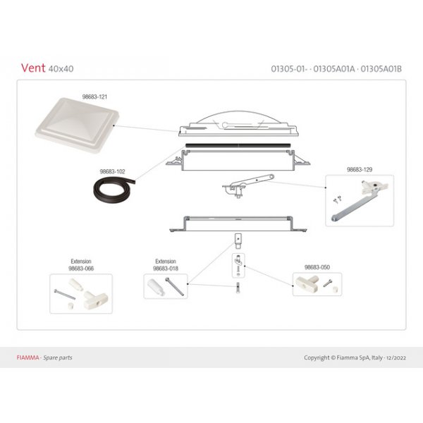 FIAMMA Dichtgummi zu Dachhaube Vent 40 x 40/Turbo Vent